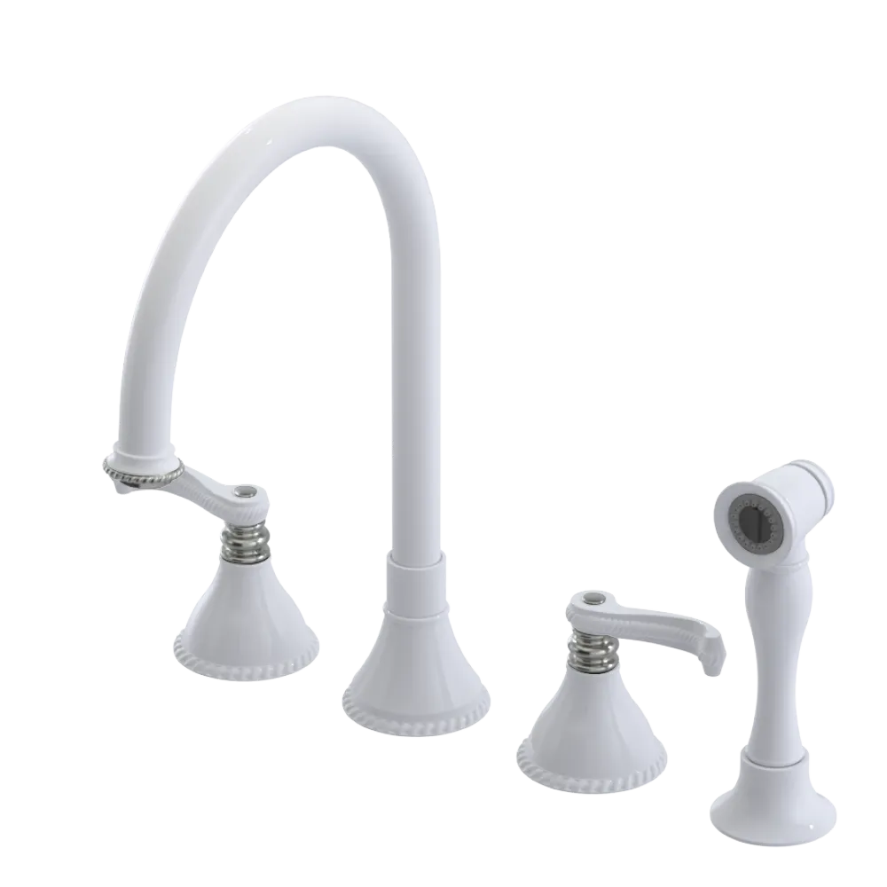 Rubinet Widespread Kitchen Set with Hand Spray White