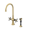 Rubinet Two Handle Single Hole Kitchen Set with Hand Spray Satin Brass