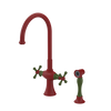 Rubinet Two Handle Single Hole Kitchen Set with Hand Spray Maroon