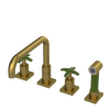 Rubinet Widespread Kitchen Set with Genesis Spout with Hand Spray Antique Brass Matt