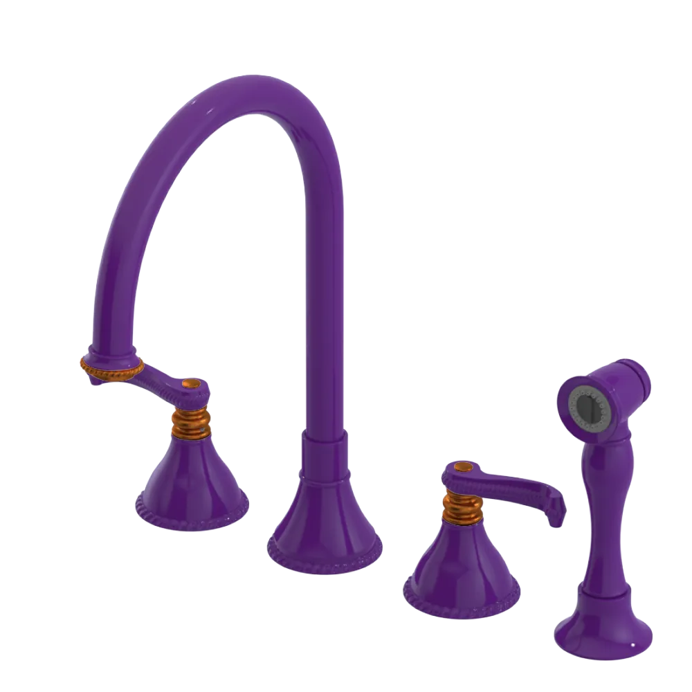 Rubinet Widespread Kitchen Set with Hand Spray Purple Haze