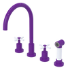 Rubinet Widespread Kitchen Set with LaSalle Spout with Hand Spray Purple Haze