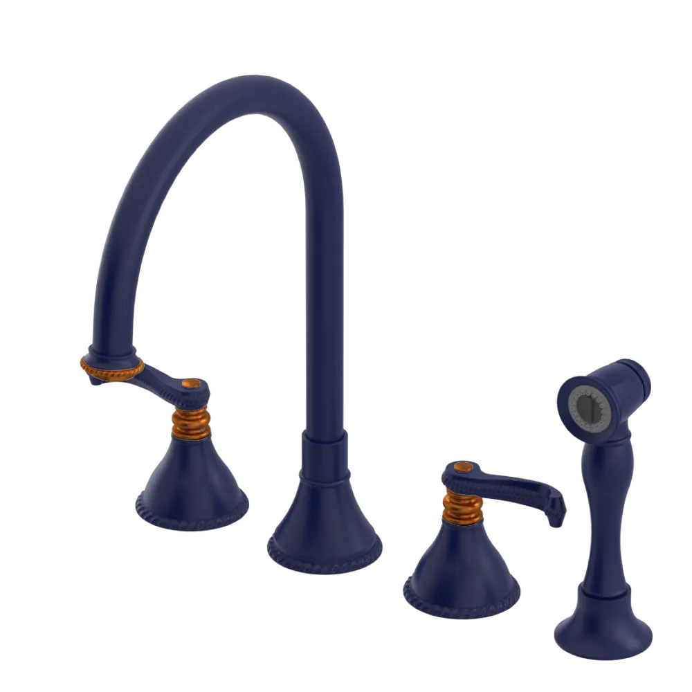 Rubinet Widespread Kitchen Set with Hand Spray Midnight Blue