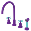 Rubinet Widespread Kitchen Set with LaSalle Spout with Hand Spray Purple Haze