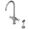 Rubinet Two Handle Single Hole Kitchen Set with LaSalle Spout with Hand Spray Polished Nickel