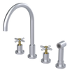 Rubinet Widespread Kitchen Set with LaSalle Spout with Hand Spray Satin Chrome
