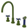 Rubinet Widespread Kitchen Set with LaSalle Spout with Hand Spray Green Envy