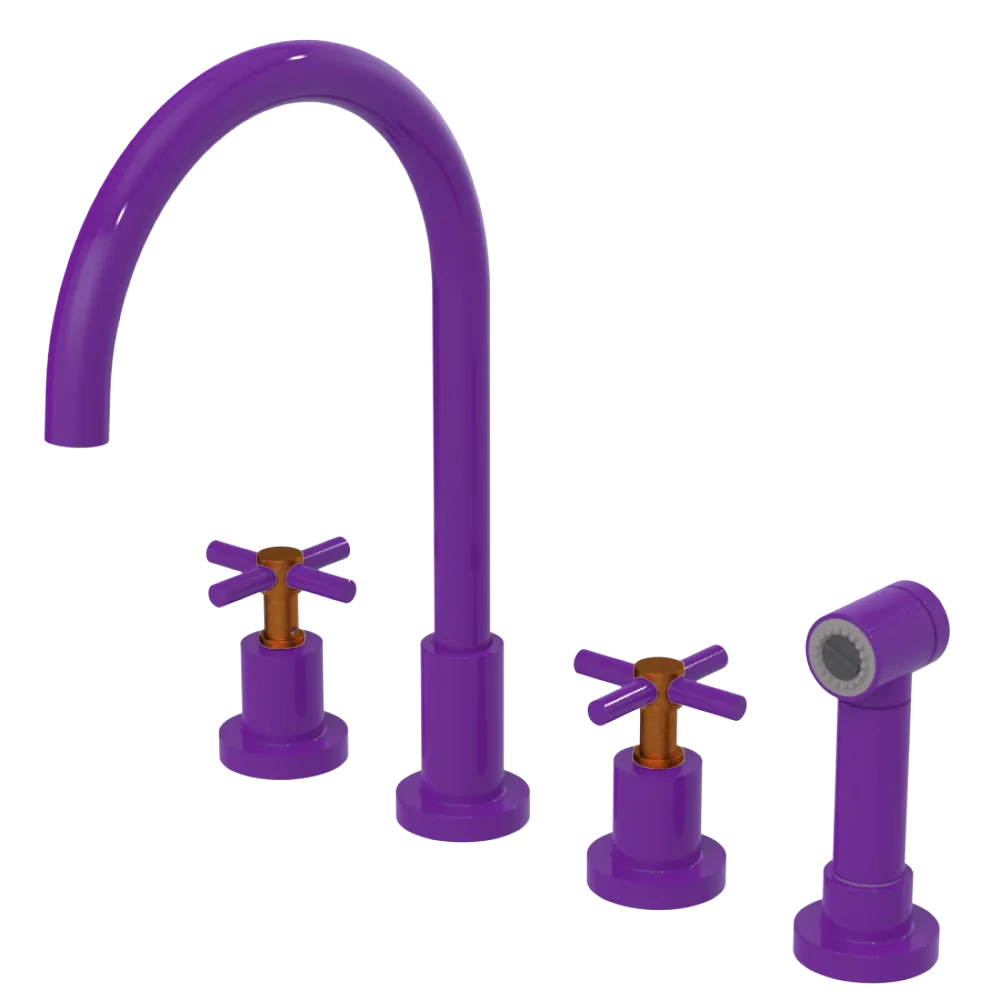 Rubinet Widespread Kitchen Set with LaSalle Spout with Hand Spray Purple Haze