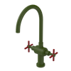Rubinet Two Handle Single Hole Kitchen Set with LaSalle Spout Green Envy