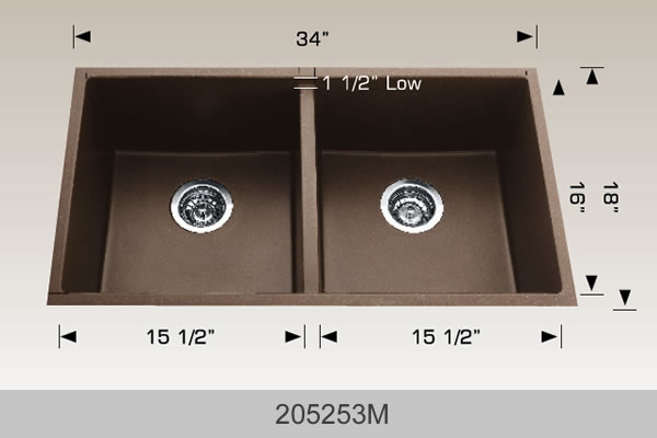 Bosco Granite Series Undermount Kitchen Sink 34 x 18 Coffee