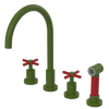 Rubinet Widespread Kitchen Set with LaSalle Spout with Hand Spray Green Envy