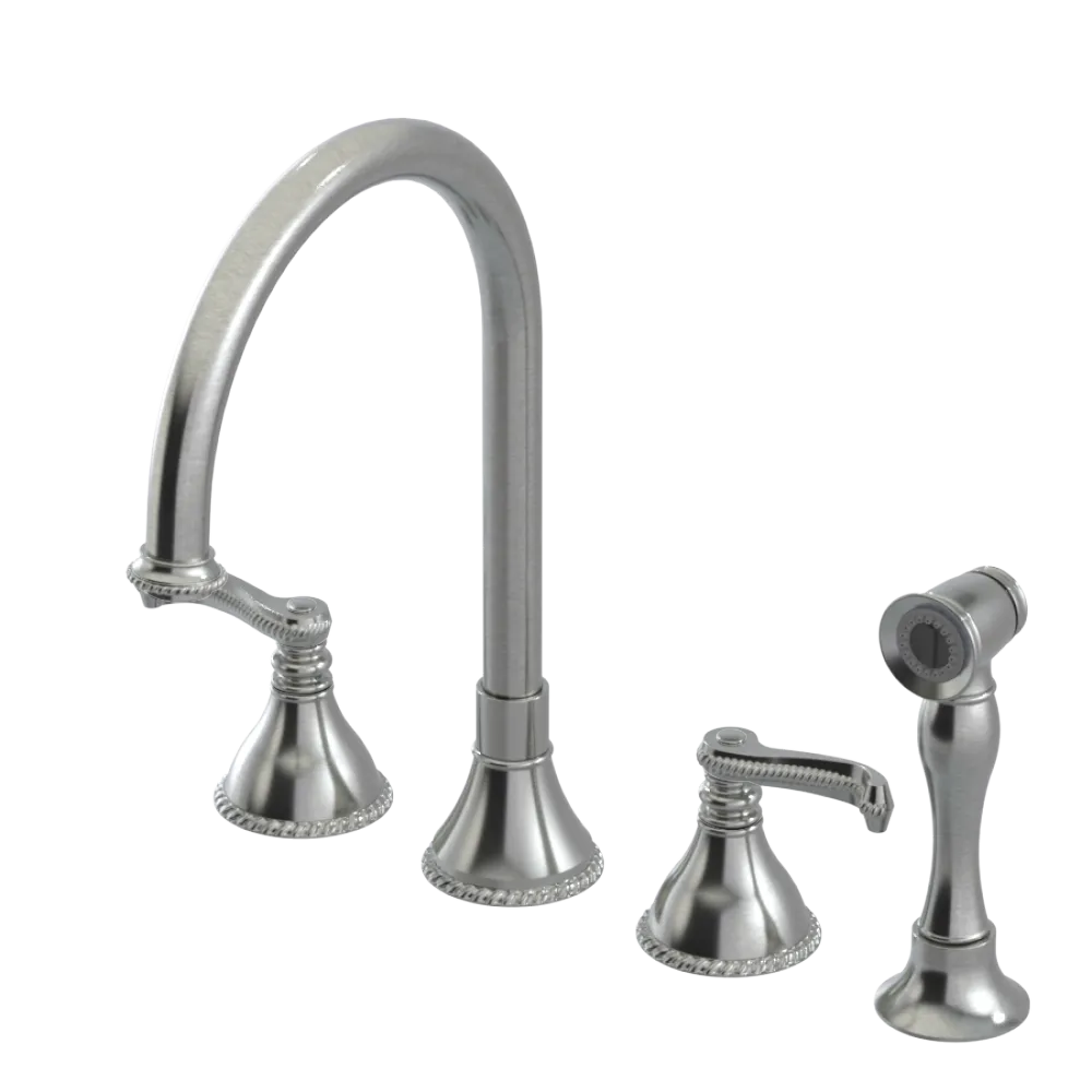 Rubinet Widespread Kitchen Set with Hand Spray Satin Nickel