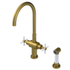 Rubinet Two Handle Single Hole Kitchen Set with LaSalle Spout with Hand Spray Antique Brass Matt