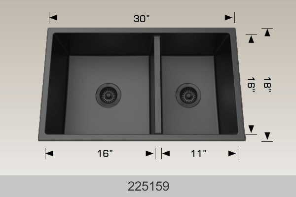 Bosco Granite Series Undermount Kitchen Sink 30 x 18 Grey