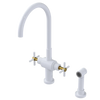 Rubinet Two Handle Single Hole Kitchen Set with LaSalle Spout with Hand Spray White
