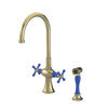 Rubinet Two Handle Single Hole Kitchen Set with Hand Spray Natural Brass