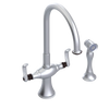 Rubinet Two Handle Single Hole Kitchen Set with Hand Spray Satin Chrome