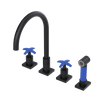 Rubinet Widespread Kitchen Set with Hand Spray Matt Black