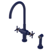 Rubinet Two Handle Single Hole Kitchen Set with LaSalle Spout with Hand Spray Midnight Blue