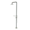Rubinet Pressure Balance Outdoor Shower with Hand Held Shower & 10" Shower Head (with shelf) - 304 Stainless Steel Satin Nickel