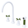Rubinet Widespread Kitchen Set with LaSalle Spout with Hand Spray White