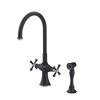 Rubinet Two Handle Single Hole Kitchen Set with Hand Spray Matt Black