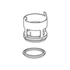 Valve seat basket and noise bushing for flush valve