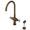 Rubinet Two Handle Single Hole Kitchen Set with LaSalle Spout with Hand Spray Tuscan Brass