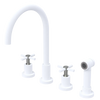 Rubinet Widespread Kitchen Set with LaSalle Spout with Hand Spray Matt White