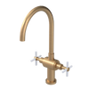 Rubinet Two Handle Single Hole Kitchen Set with LaSalle Spout Satin Gold