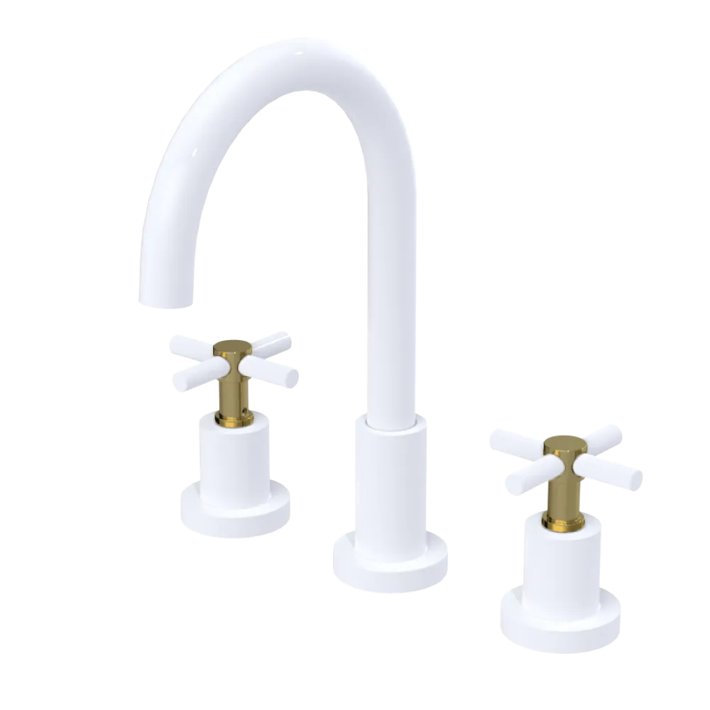 Rubinet Widespread Kitchen Set with LaSalle Spout White