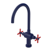 Rubinet Two Handle Single Hole Kitchen Set with LaSalle Spout Midnight Blue