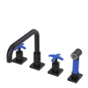 Rubinet Widespread Kitchen Set with Genesis Spout with Hand Spray Matt Black