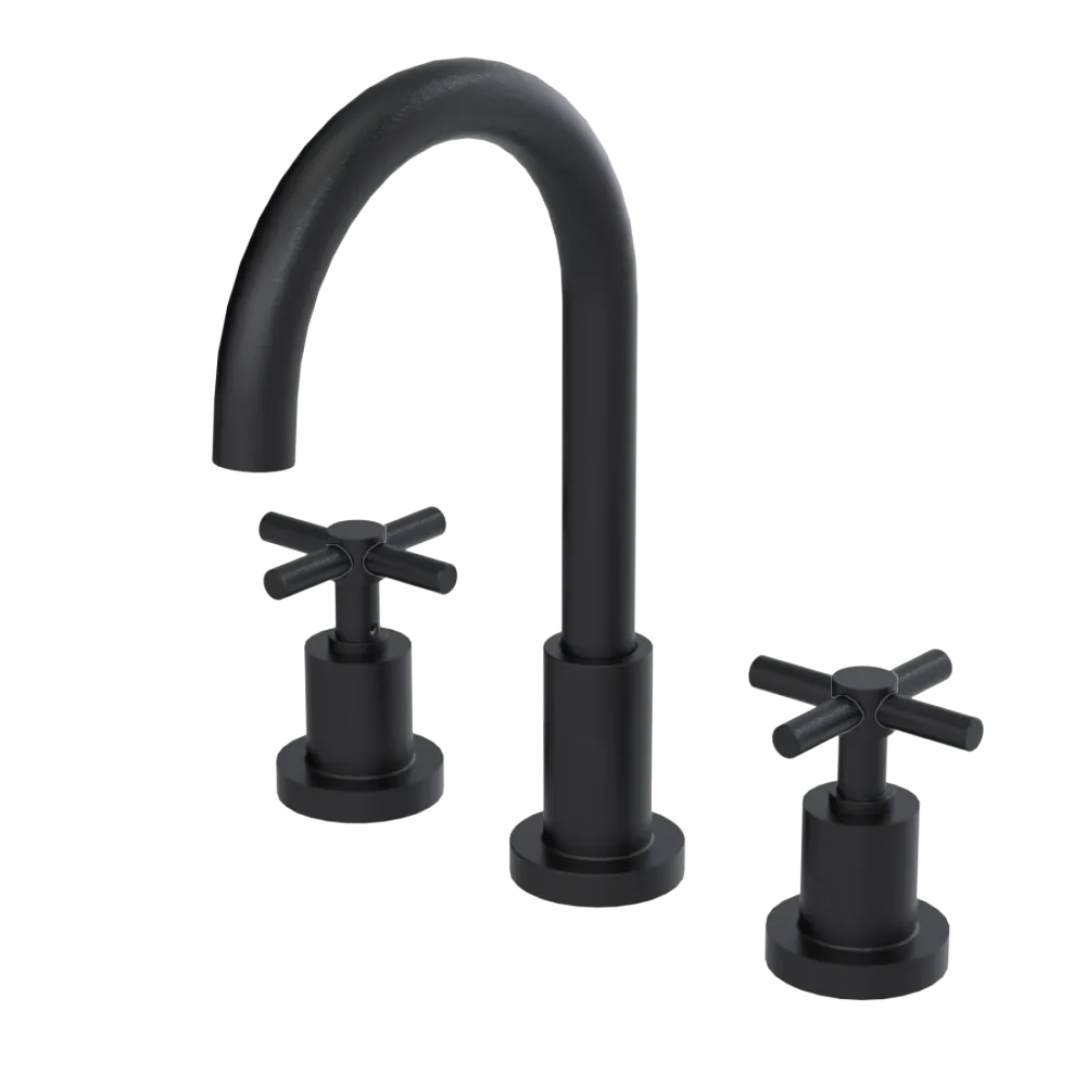 Rubinet Widespread Kitchen Set with LaSalle Spout Matt Black