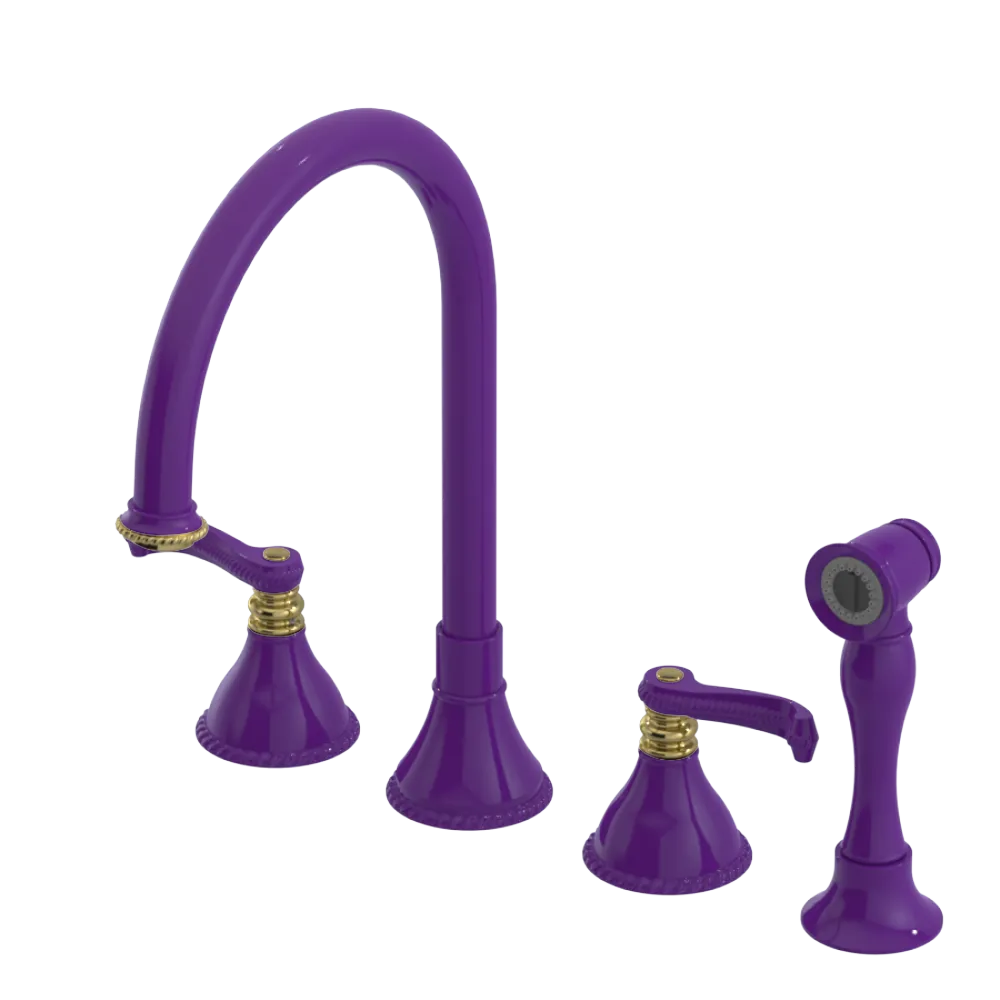 Rubinet Widespread Kitchen Set with Hand Spray Purple Haze