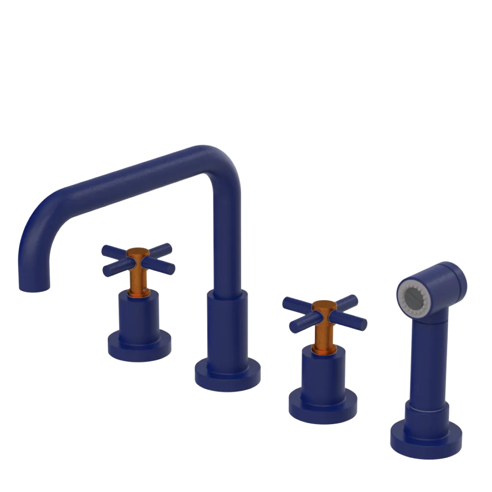 Rubinet Widespread Kitchen Set with Hand Spray Midnight Blue