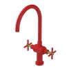 Rubinet Two Handle Single Hole Kitchen Set with LaSalle Spout Red