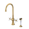 Rubinet Two Handle Single Hole Kitchen Set with Hand Spray Gold
