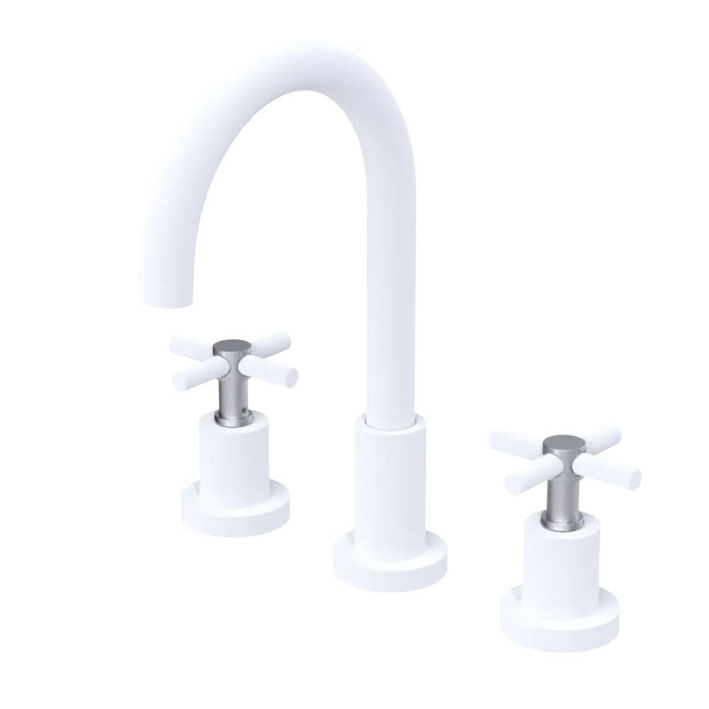 Rubinet Widespread Kitchen Set with LaSalle Spout Matt White