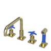 Rubinet Widespread Kitchen Set with Genesis Spout with Hand Spray Gold