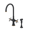 Rubinet Two Handle Single Hole Kitchen Set with Hand Spray Matt Black