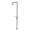 Rubinet Pressure Balance Outdoor Shower with Hand Held Shower & 10" Shower Head (with shelf) - 304 Stainless Steel Satin Nickel