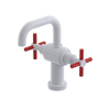 Rubinet Single Hole Dual Handle Lav. Set. (less drain) White