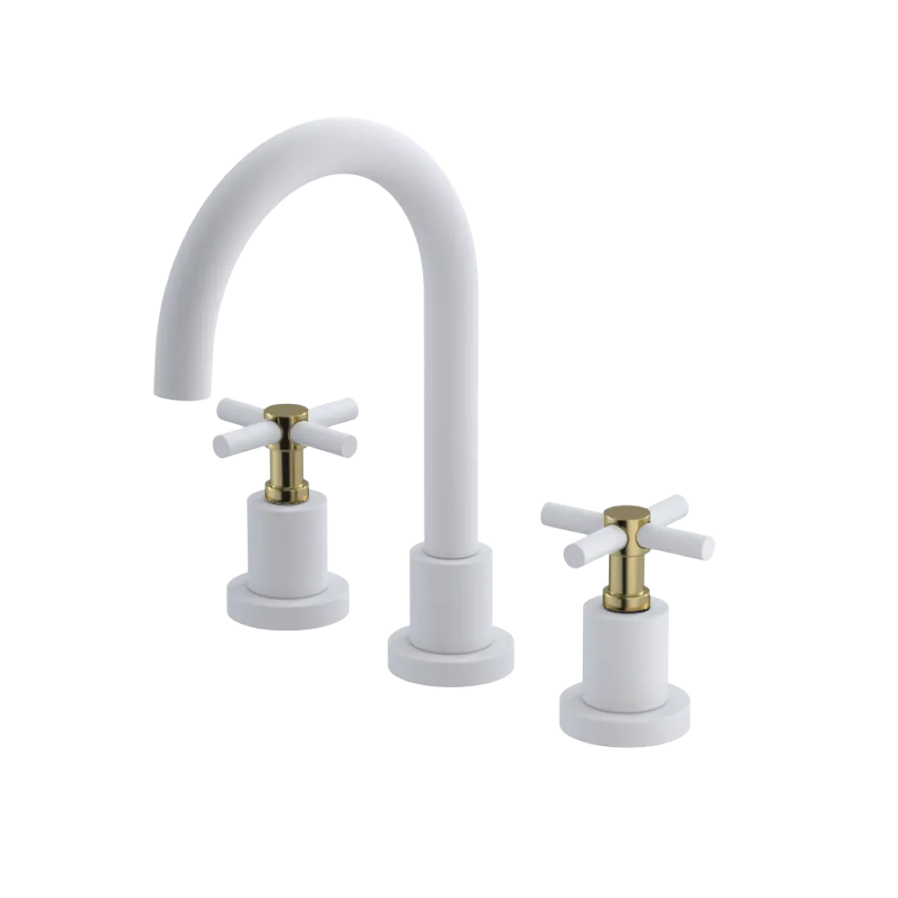 Rubinet Widespread Lav. Set. (less drain) Matt White