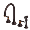 Rubinet Widespread Kitchen Set with Hand Spray Tuscan Brass