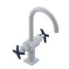 Rubinet Single Hole Dual Handle Lav. Set. (less drain) White