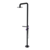 Rubinet Pressure Balance Outdoor Shower with Hand Held Shower & 10" Shower Head (with shelf) - 304 Stainless Steel Black