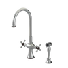 Rubinet Two Handle Single Hole Kitchen Set with Hand Spray Satin Nickel