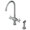 Rubinet Two Handle Single Hole Kitchen Set with LaSalle Spout with Hand Spray Satin Nickel