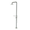 Rubinet Pressure Balance Outdoor Shower with Hand Held Shower & 10" Shower Head (with shelf) - 304 Stainless Steel Satin Nickel